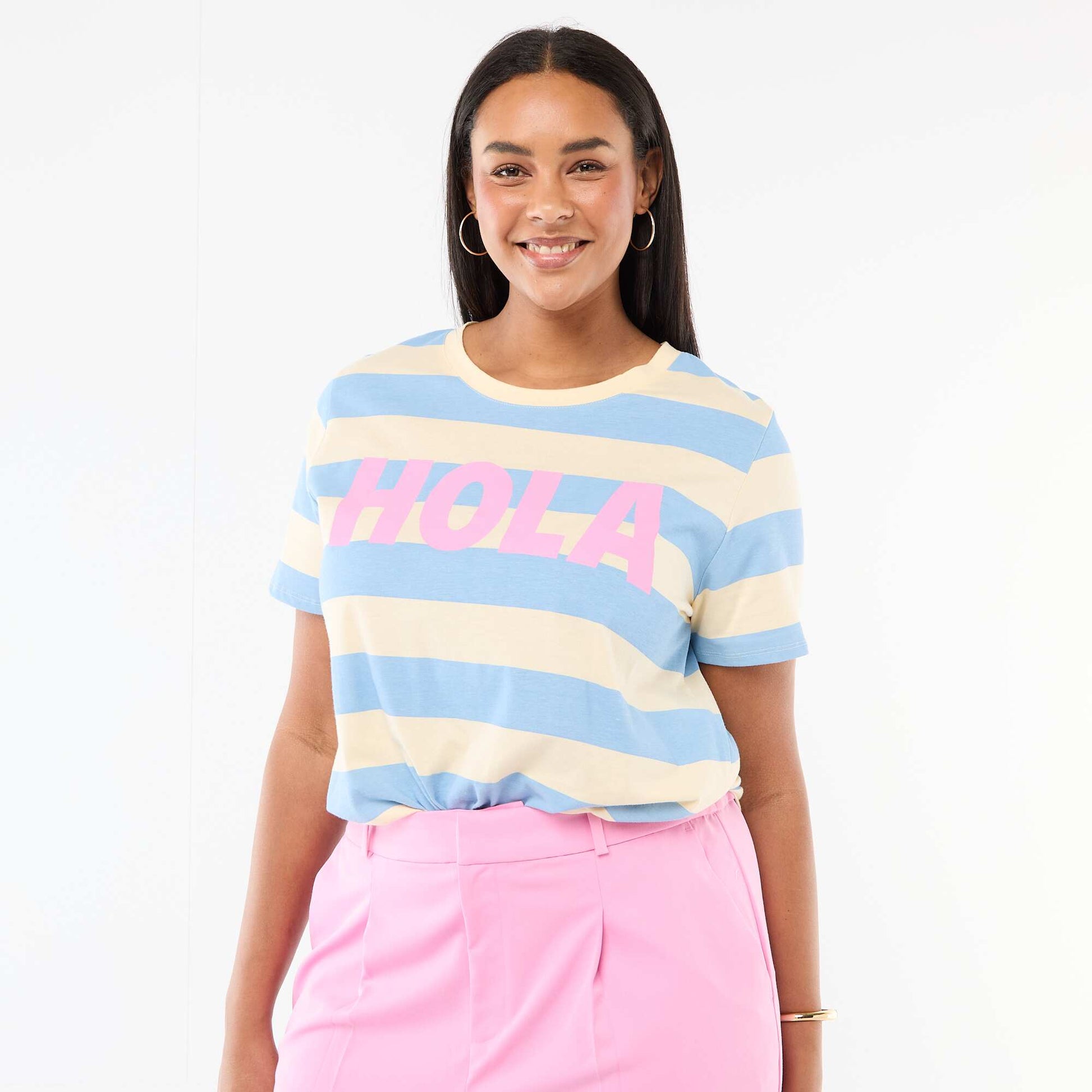 Short-sleeved printed T-shirt BLUE