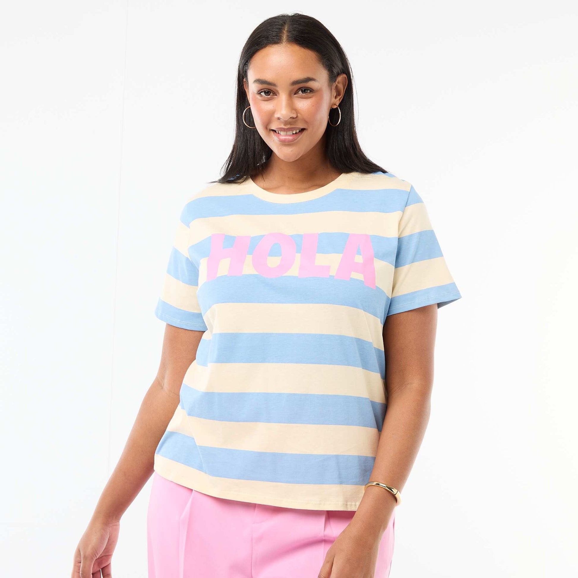 Short-sleeved printed T-shirt BLUE