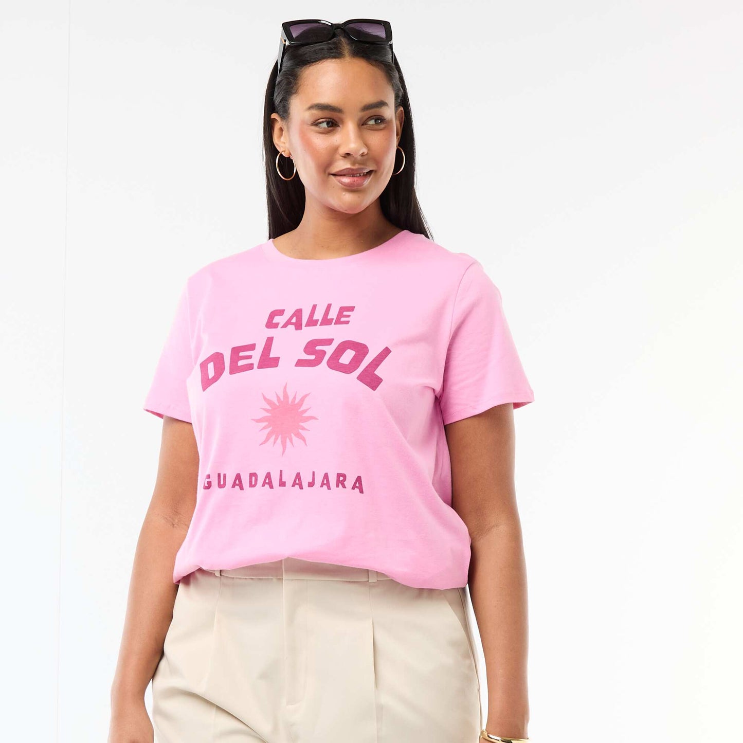 Short-sleeved printed T-shirt PINK
