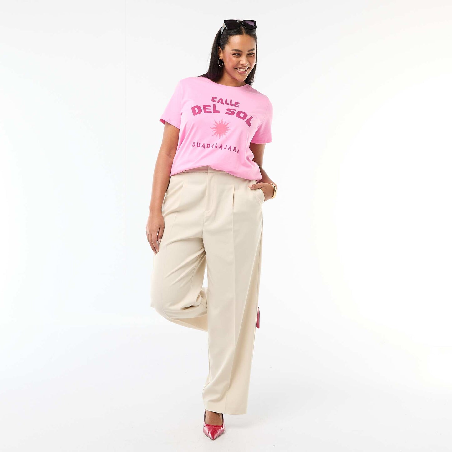 Short-sleeved printed T-shirt PINK