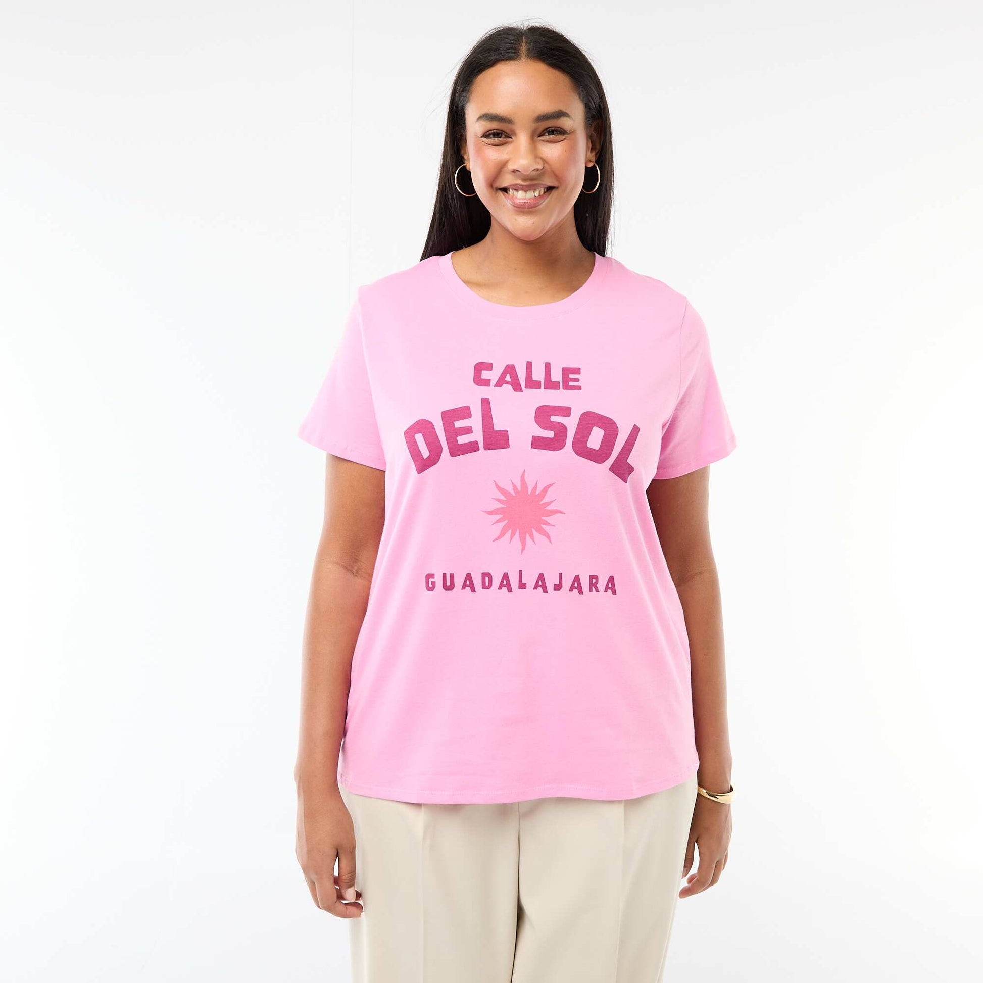 Short-sleeved printed T-shirt PINK