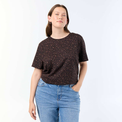 Short-sleeved printed T-shirt BROWN