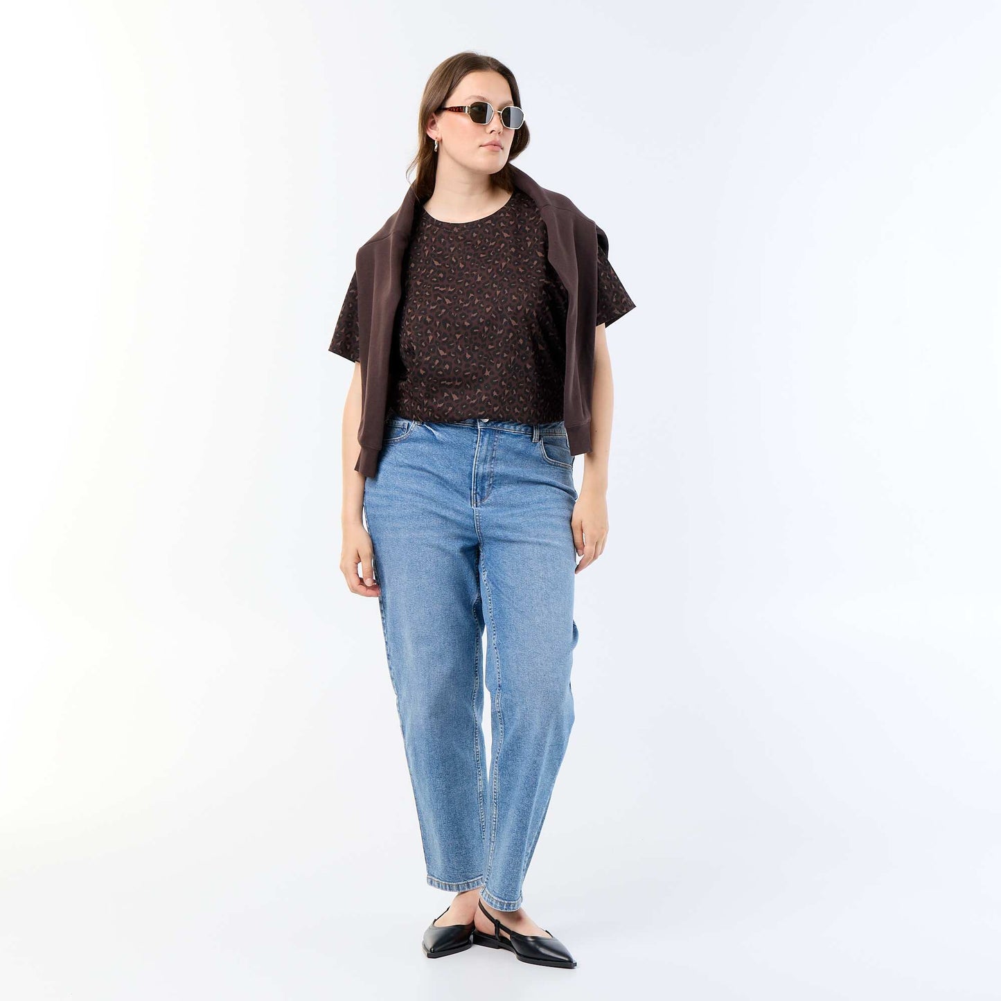 Short-sleeved printed T-shirt BROWN