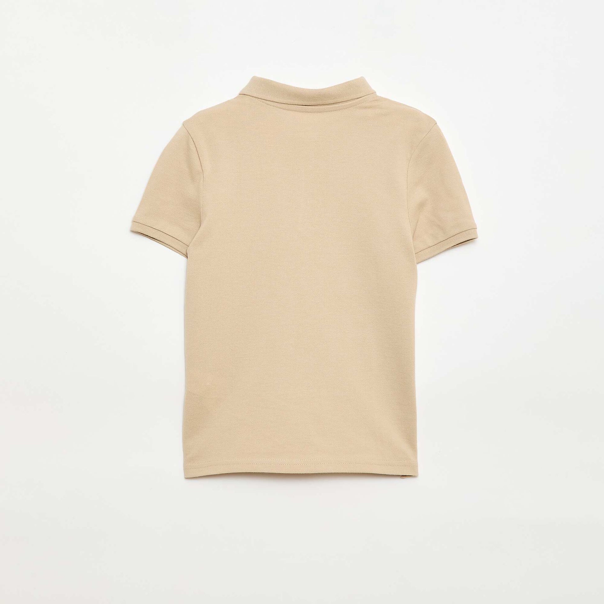 Plain piqué knit polo shirt BEIGE
