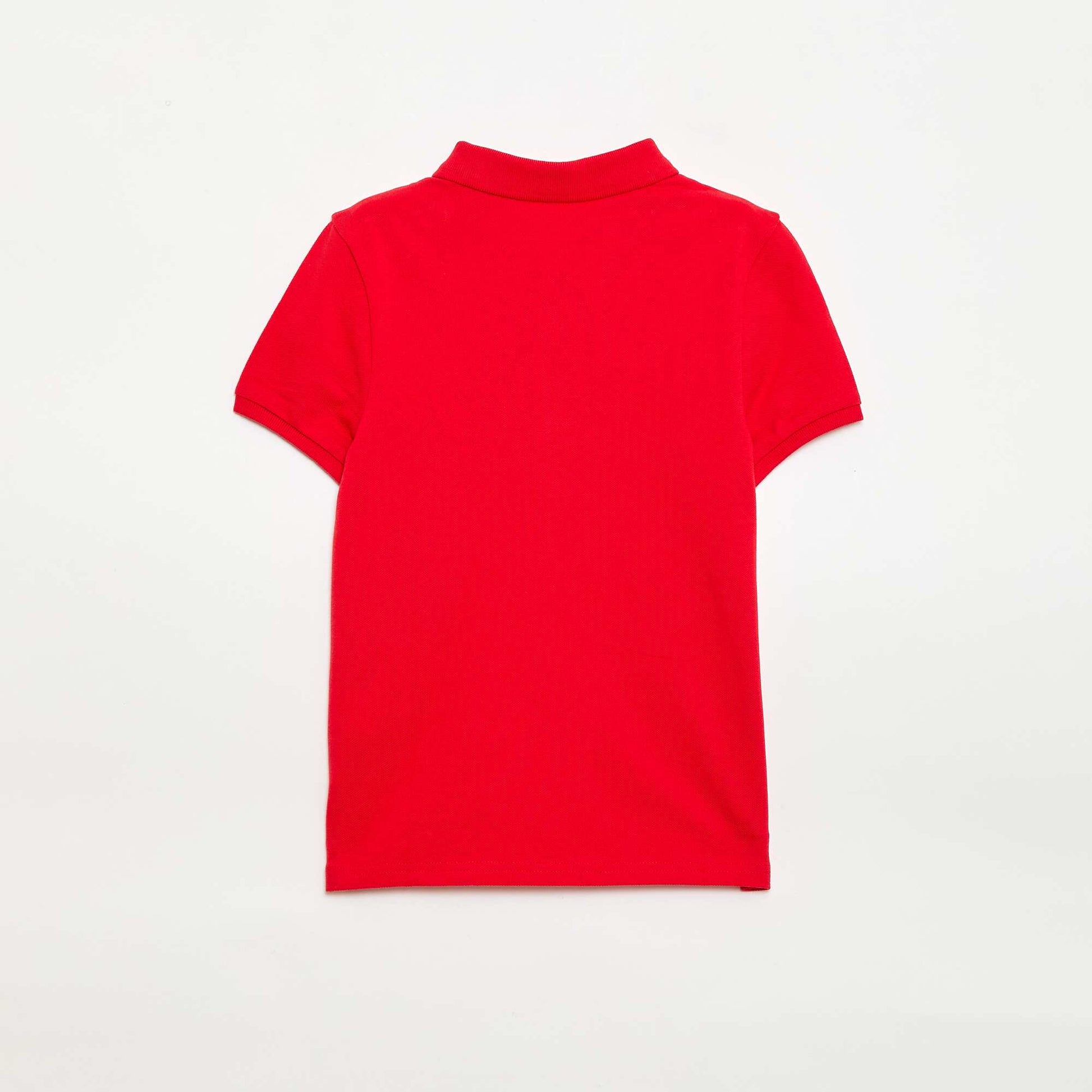 Plain piqué knit polo shirt RED