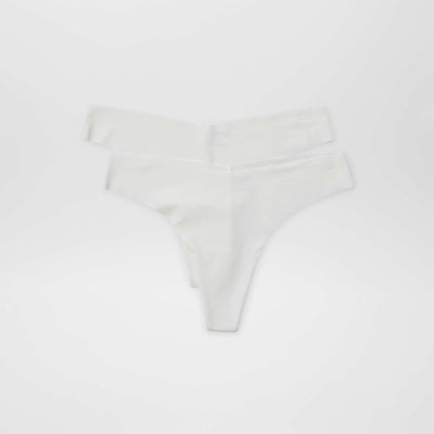 Pack of 2 pairs of seamless microfibre tanga briefs WHITE