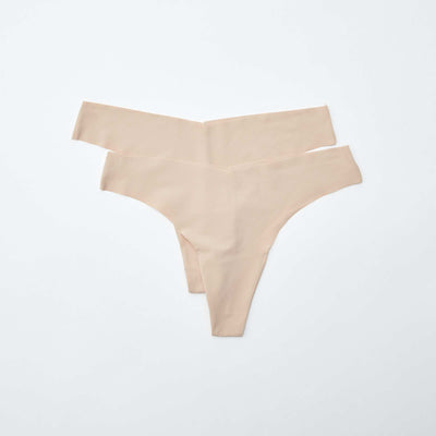 Pack of 2 pairs of seamless microfibre tanga briefs PINK