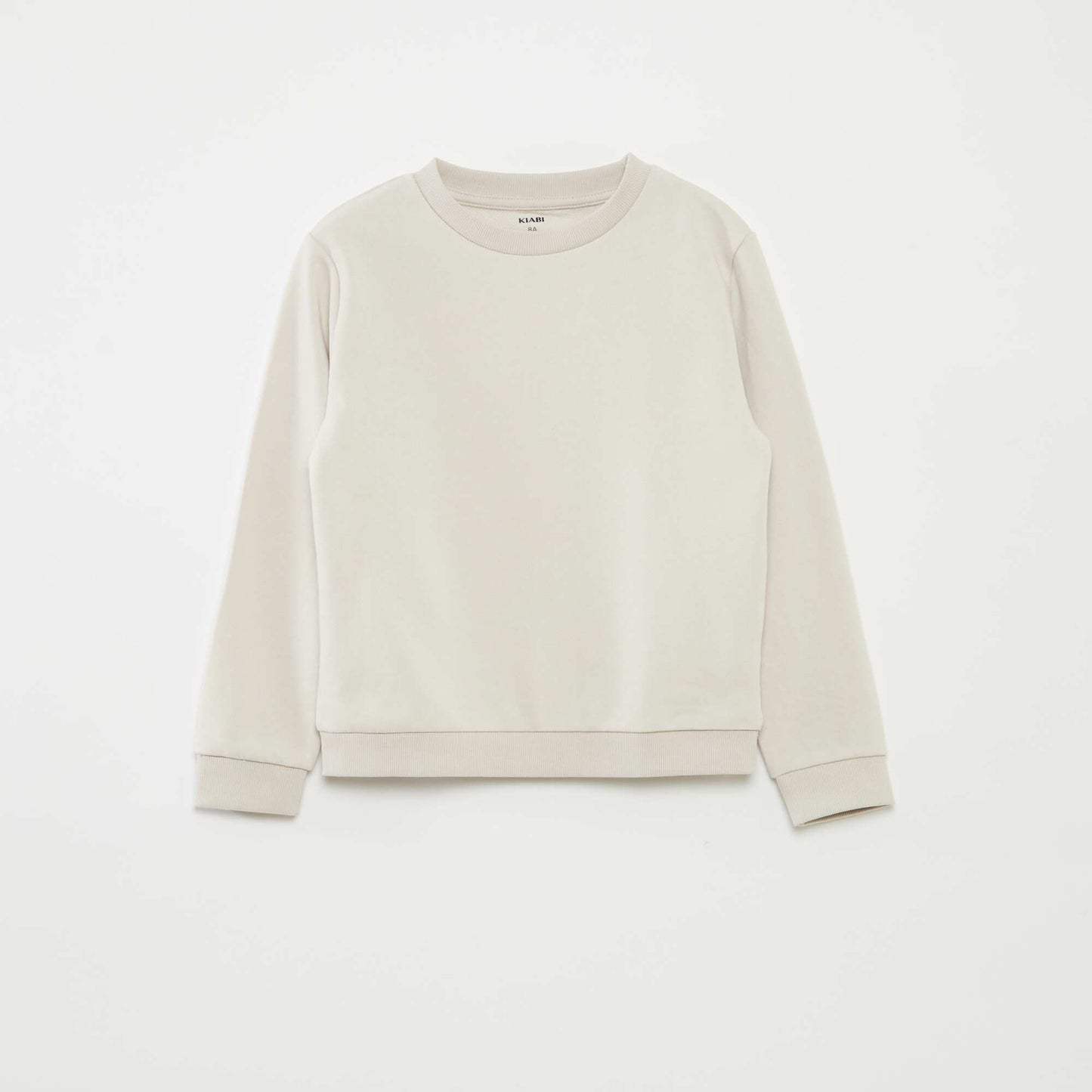 Plain French terry sweatshirt with round neck WHITE
