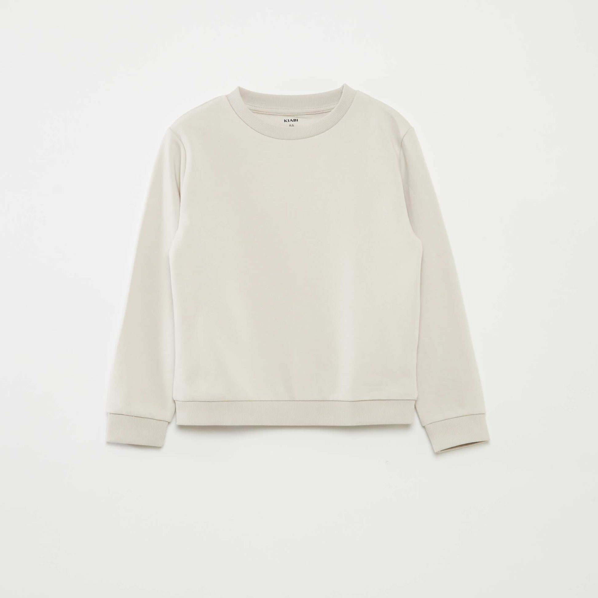 Plain French terry sweatshirt with round neck WHITE