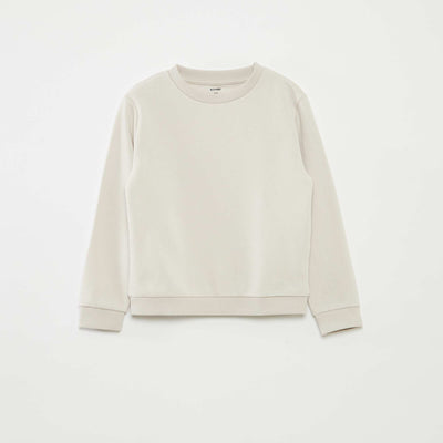 Plain French terry sweatshirt with round neck WHITE