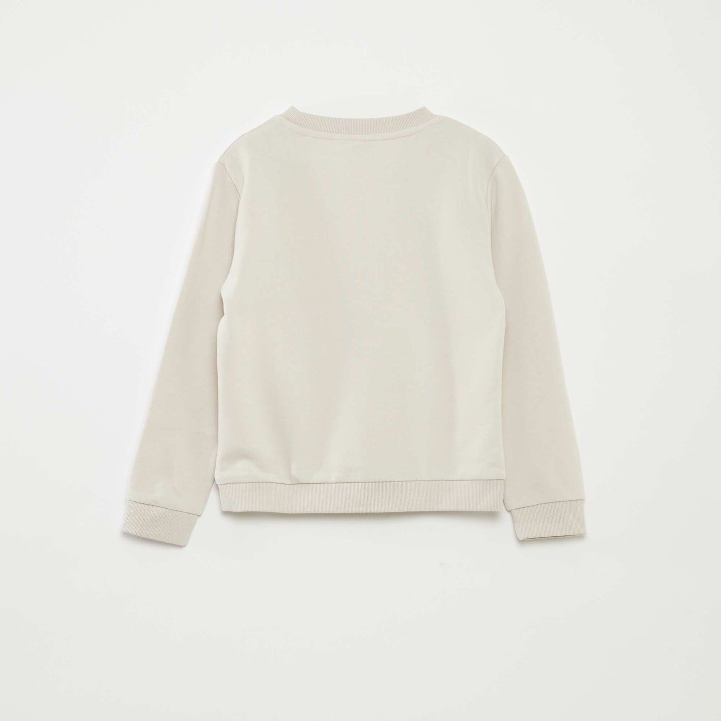 Plain French terry sweatshirt with round neck WHITE
