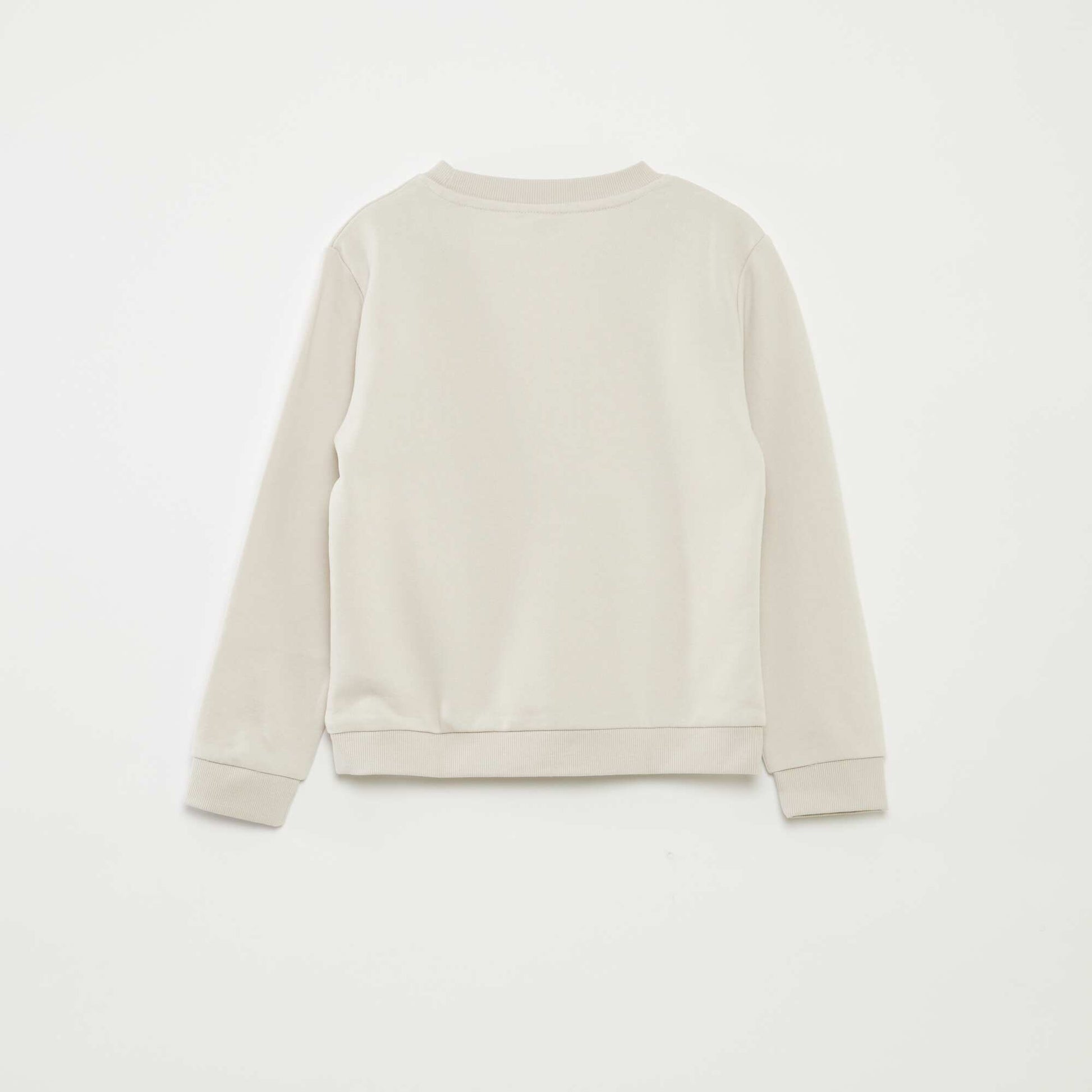 Plain French terry sweatshirt with round neck WHITE