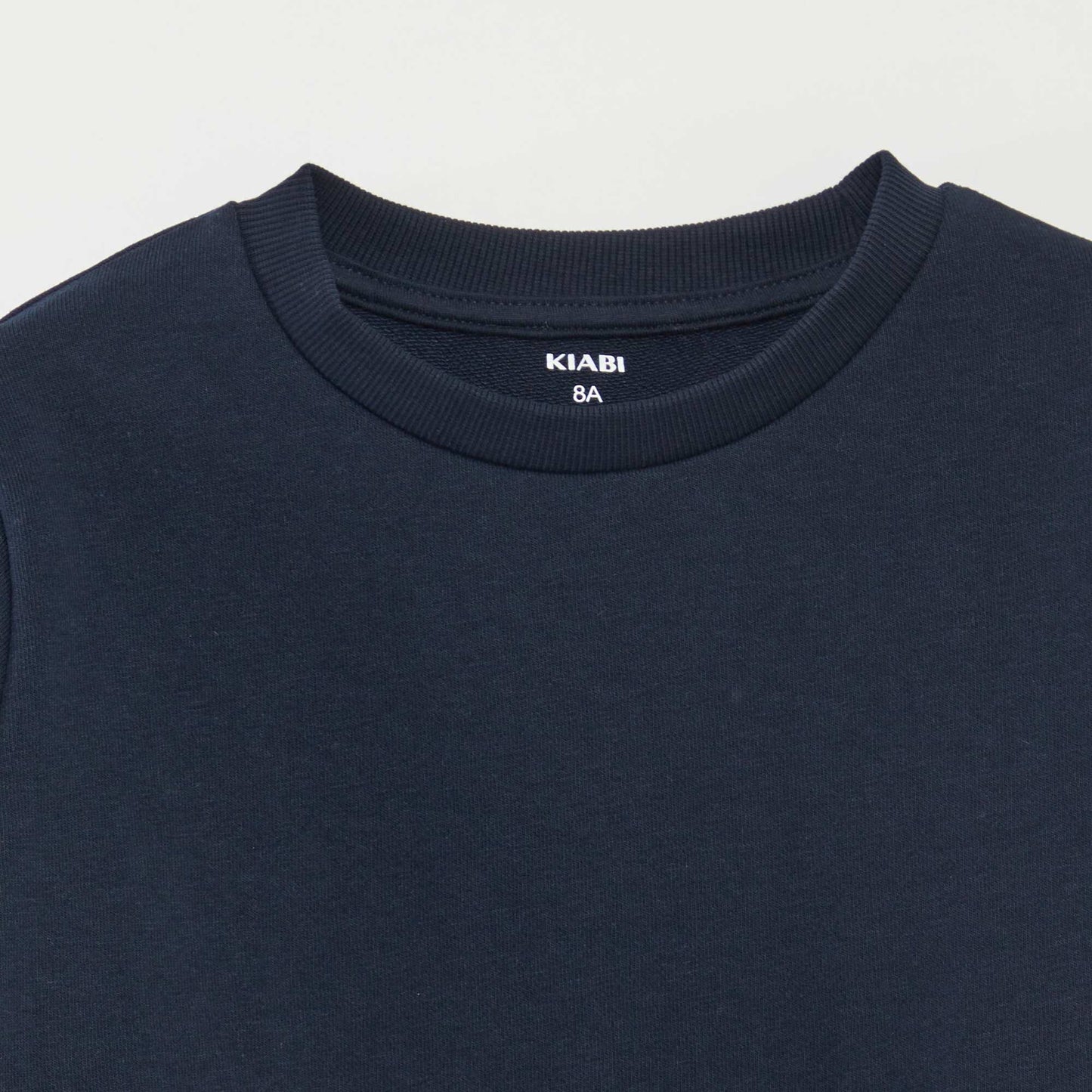 Plain French terry sweatshirt with round neck BLUE