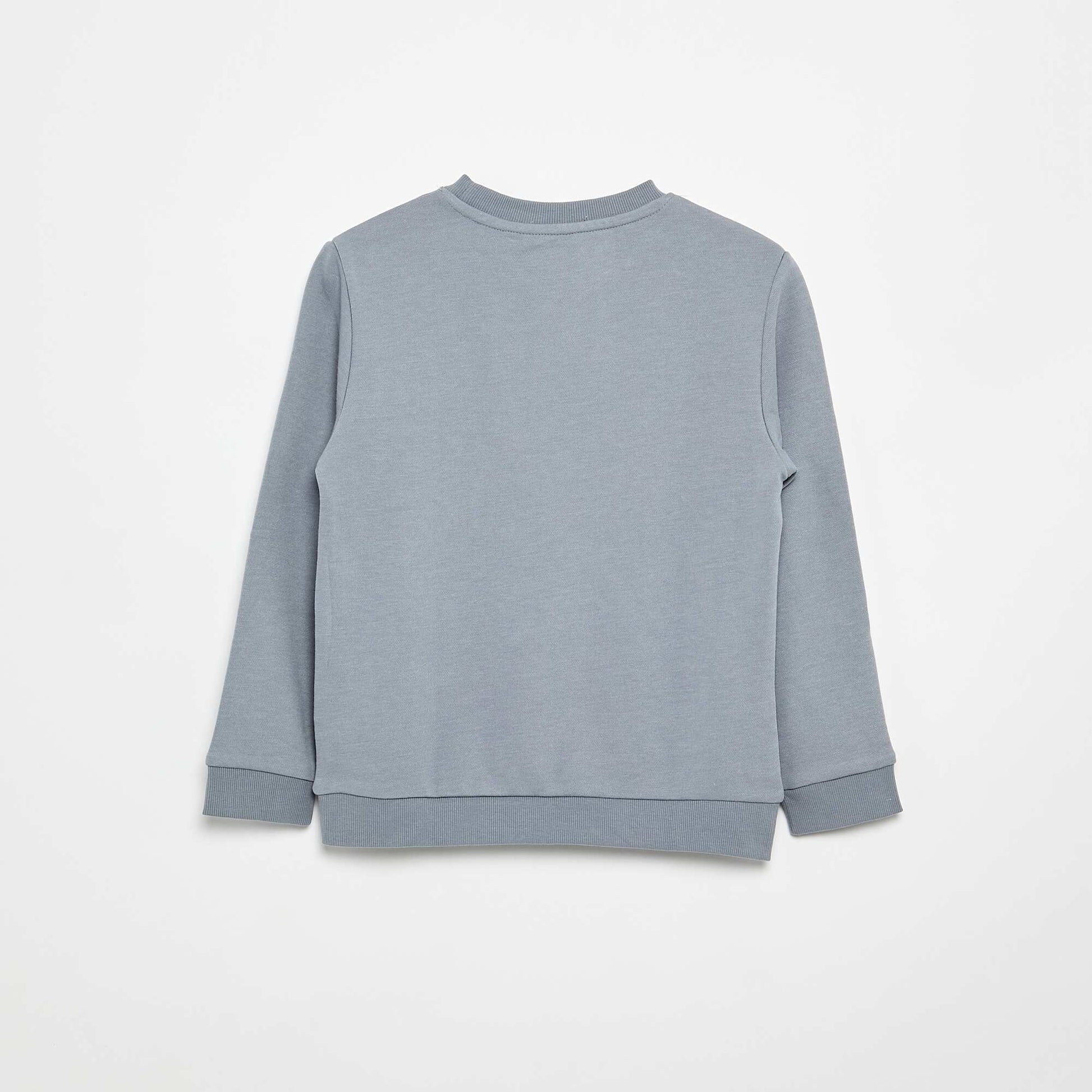 Plain French terry sweatshirt with round neck BLUE