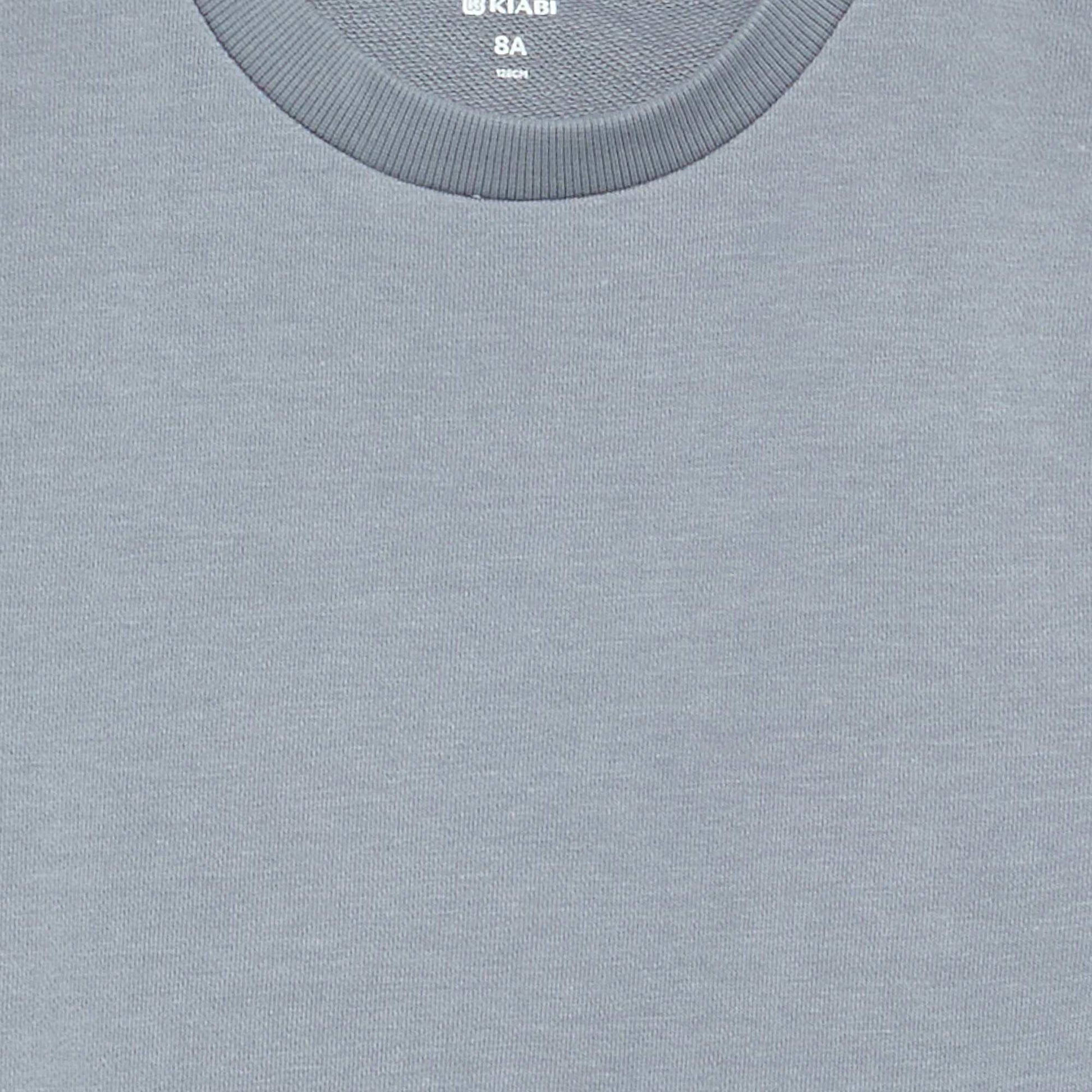 Plain French terry sweatshirt with round neck BLUE