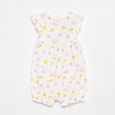 Ruffled romper with pockets WHITE