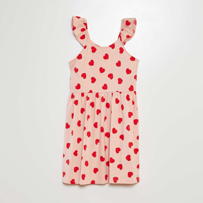 Patterned dress with ruffled straps RED