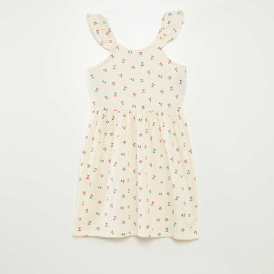 Patterned dress with ruffled straps WHITE