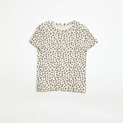 Short-sleeved striped T-shirt BEIGE