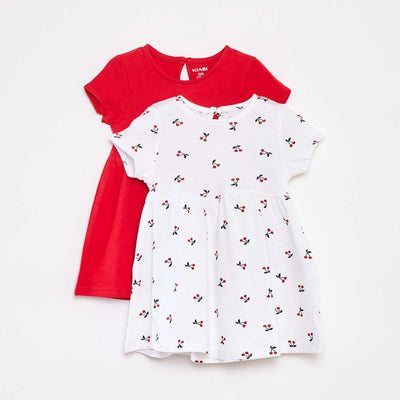 Set of 2 short-sleeved dresses RED
