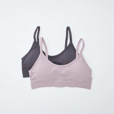 Pack of 2 ribbed bralettes PURPLE