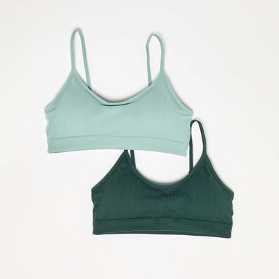 Pack of 2 ribbed bralettes GREEN