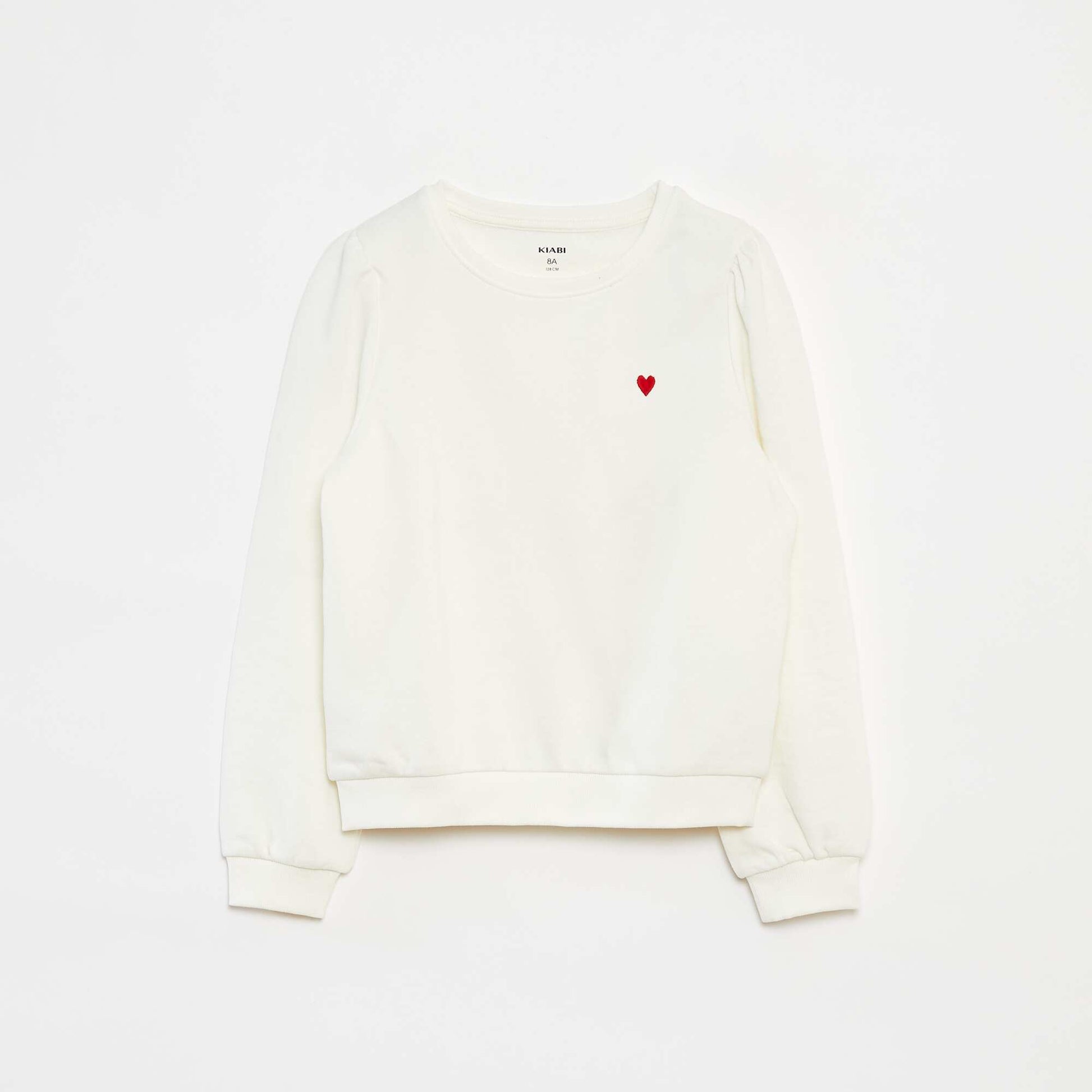 Plain sweatshirt with heart embroidery WHITE
