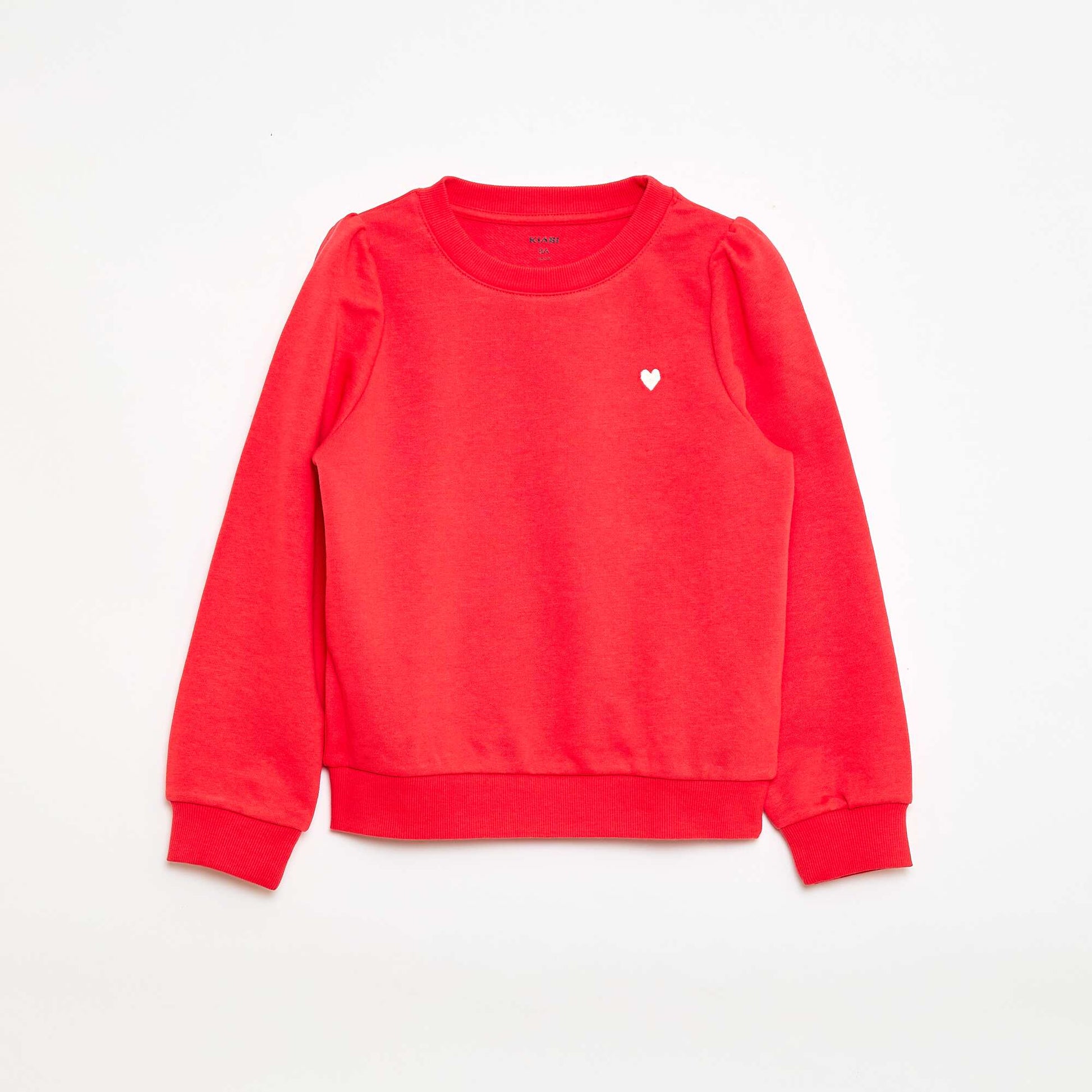 Plain sweatshirt with heart embroidery RED