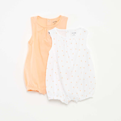 Pack of 2 sleeveless rompers WHITE