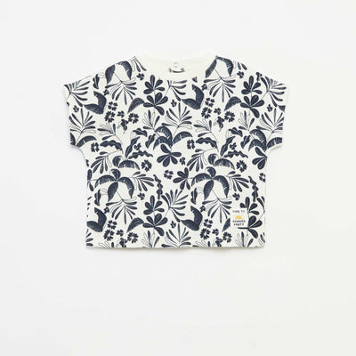 Printed waffle-knit T-shirt WHITE