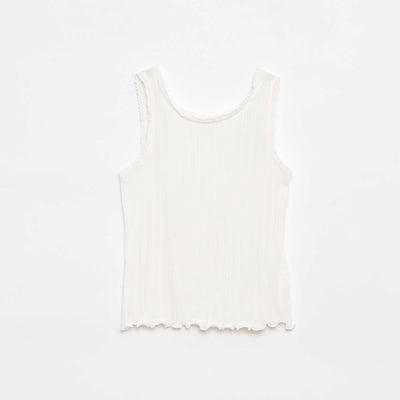 Ribbed vest top with lacy detail WHITE