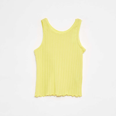 Ribbed vest top with lacy detail YELLOW