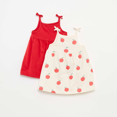 Pack of 2 lightweight dresses with narrow straps - 2-piece set PINK