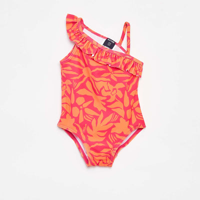 Printed one-shoulder swimsuit PINK
