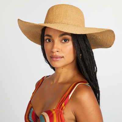 Wide-brimmed straw hat BROWN