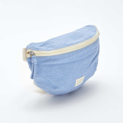 Large waist bag with woven label BLUE