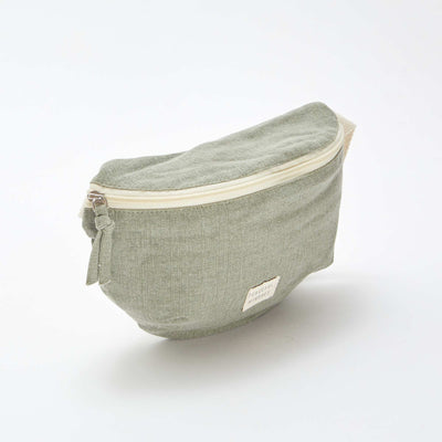 Large waist bag with woven label KHAKI