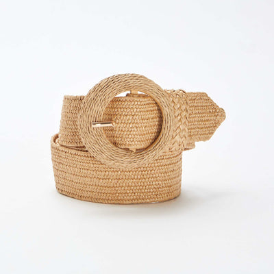 Straw-effect woven belt BEIGE