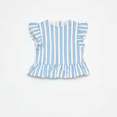 Printed ruffled T-shirt WHITE