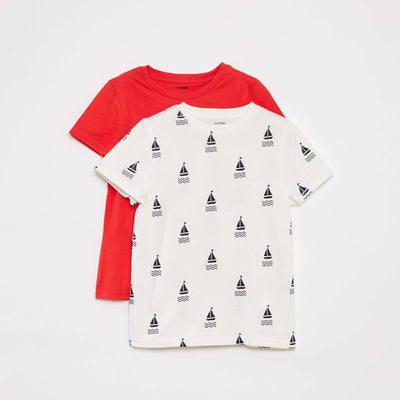 Pack of 2 short-sleeved T-shirts with round neck WHITE