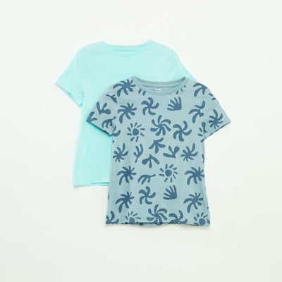 Pack of 2 short-sleeved T-shirts with round neck BLUE