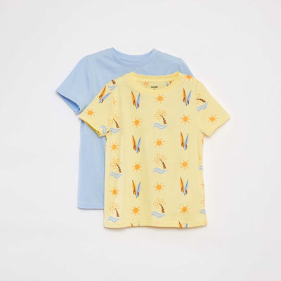 Pack of 2 short-sleeved T-shirts with round neck YELLOW