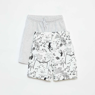 Pack of 2 sweatshirt fabric shorts WHITE