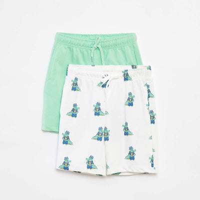 Pack of 2 sweatshirt fabric shorts WHITE