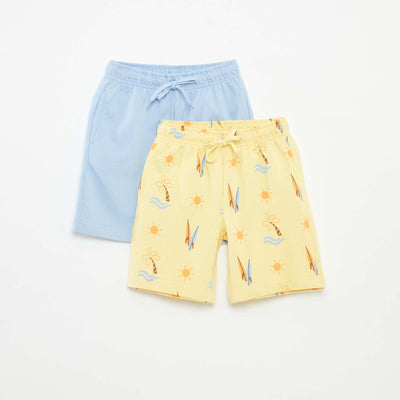 Pack of 2 sweatshirt fabric shorts YELLOW