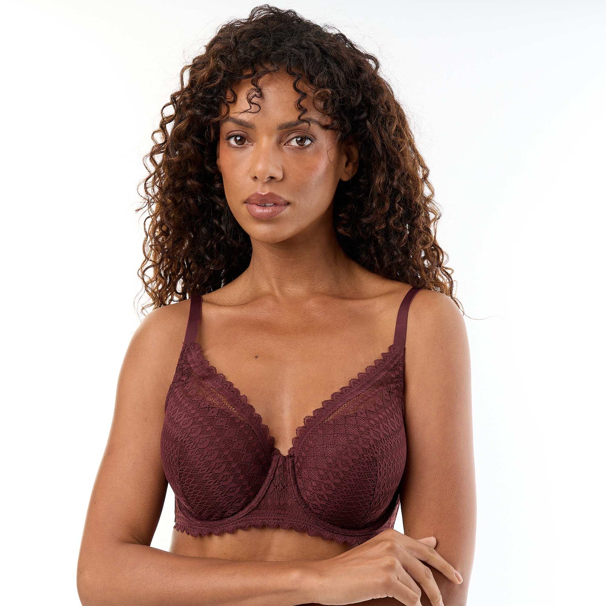 Lace Full-Cup Balconette Bra DARK PURPLE