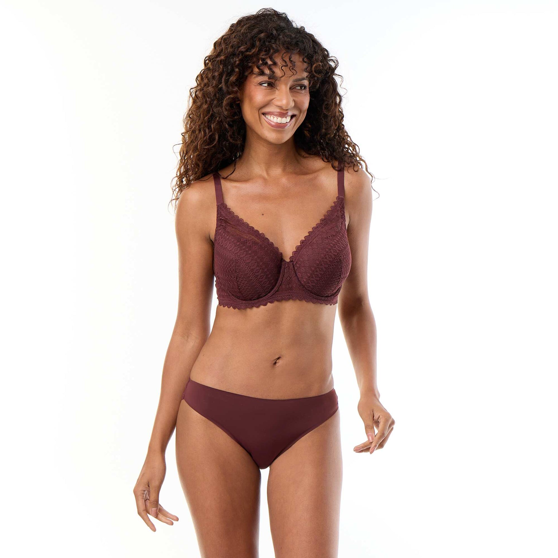 Lace Full-Cup Balconette Bra DARK PURPLE