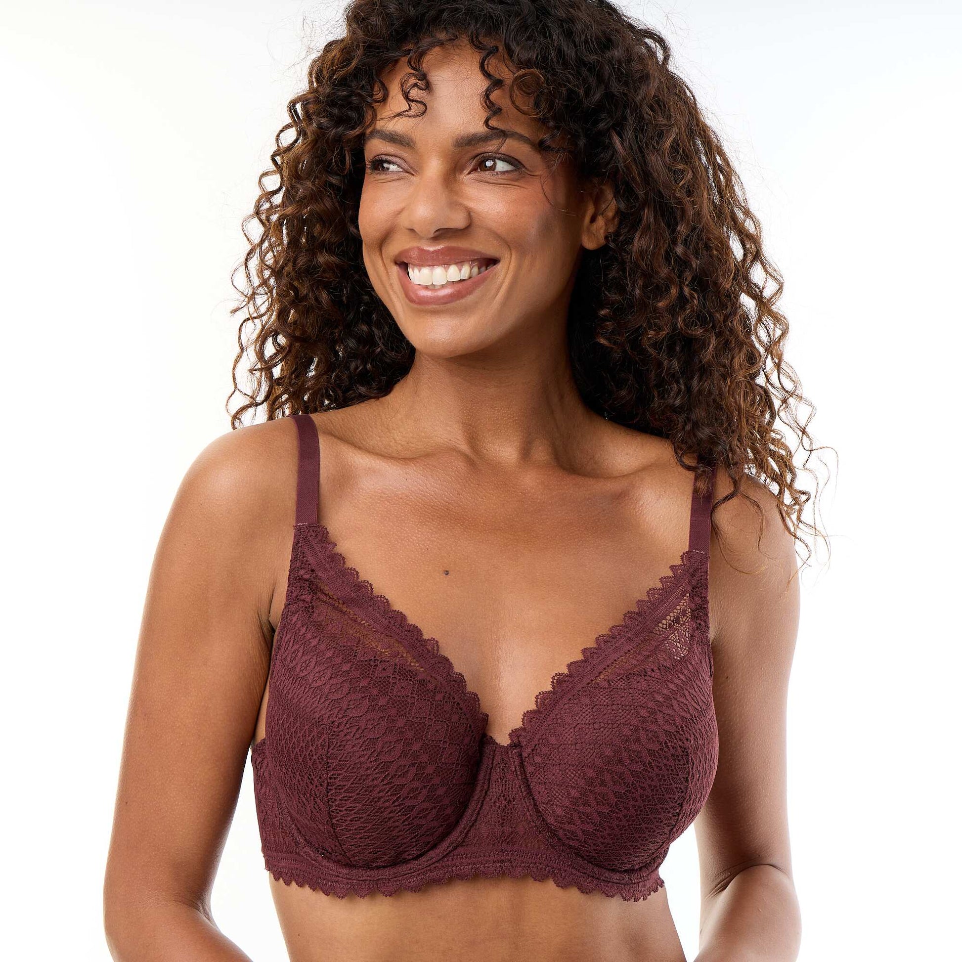 Lace Full-Cup Balconette Bra DARK PURPLE