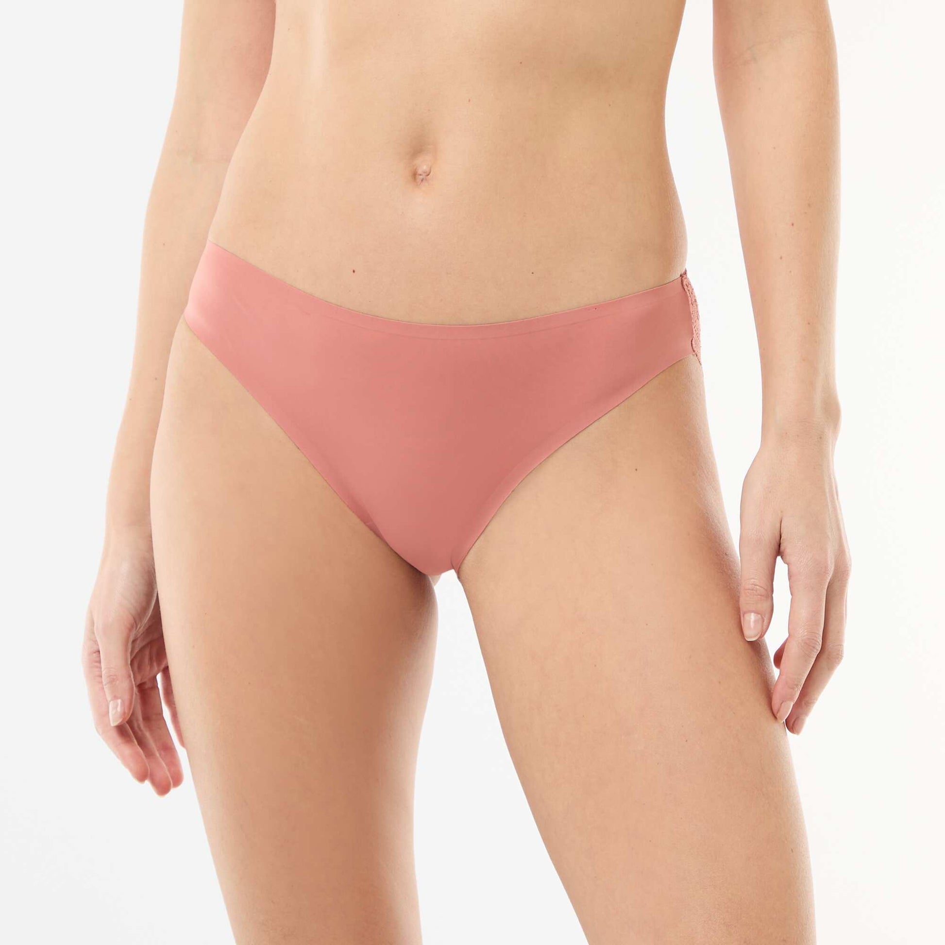 Microfiber and Lace Briefs PINK