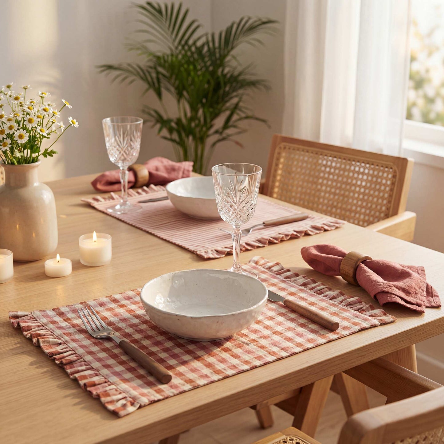 Set of 2 Ruffled Placemats (32x45 cm) PINK